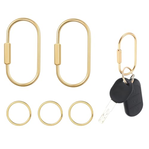PALAY® Loop Buckles 2.36 inch Screw-Lock Oval Carabiners Connection Lock Golden Copper Twist Lock D-Ring Multipurpose Carabiner Locks for Hanging & Securing,with 4 Keyring PALAY® Loop Buckles 2.36 inch Screw-Lock Oval Carabiners Connection Lock Golden Copper Twist Lock D-Ring Multipurpose Carabiner Locks for Hanging & Securing,with 4 Keyring
